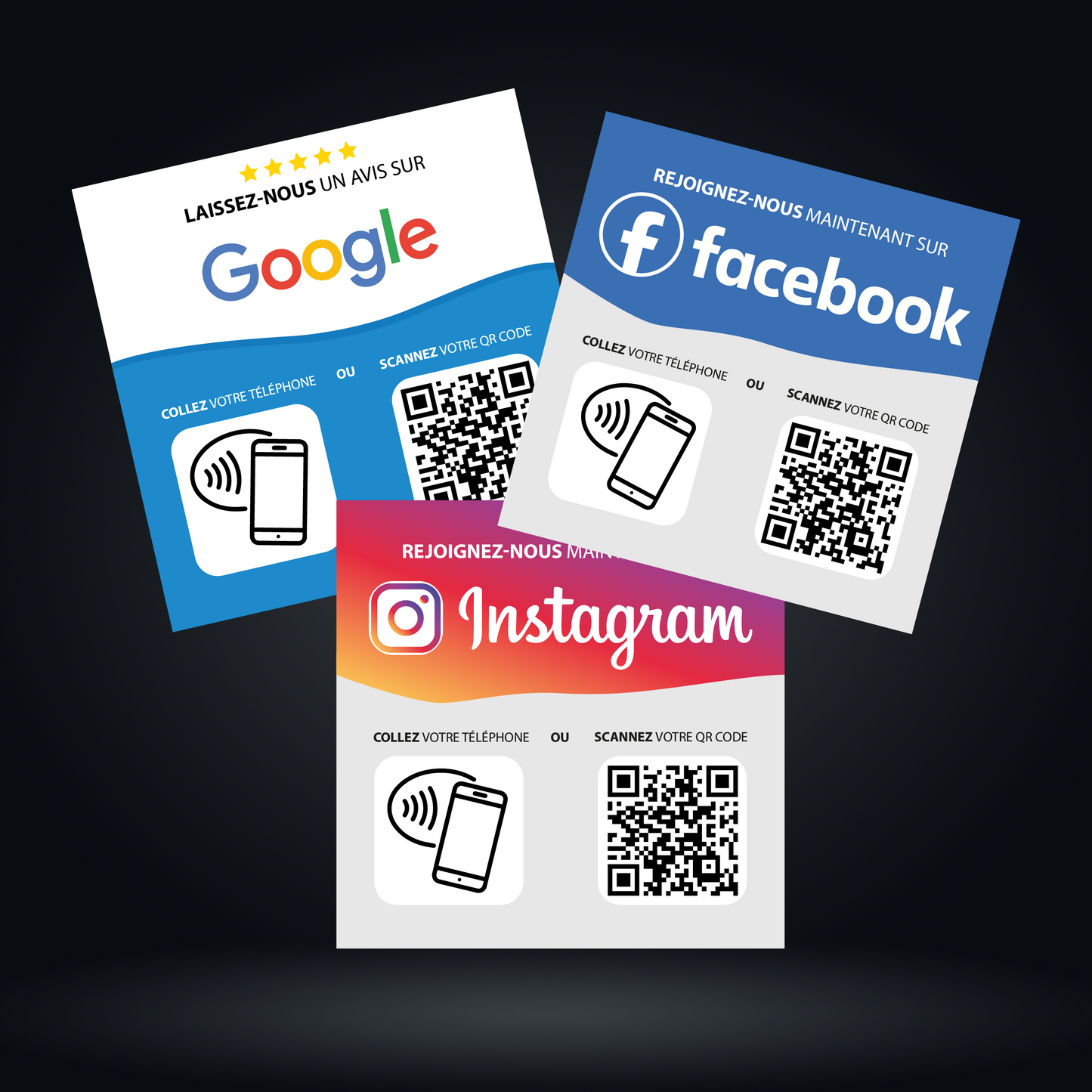 3 Plaques Réseaux Sociaux